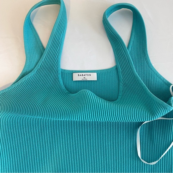 ARITZIA BABATON Scuplt Knit Tank Mini Dress in Turquoise - Picture 4 of 11